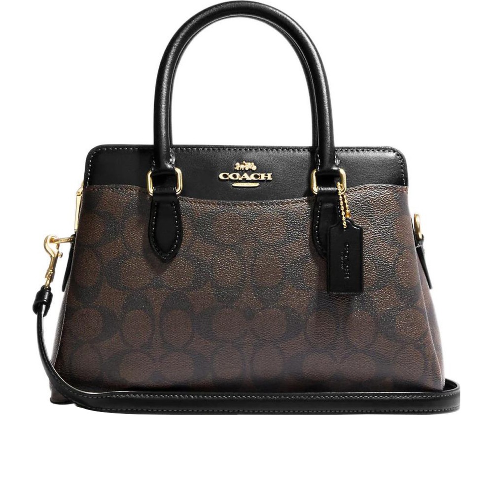 Darcie Coated Canvas And Smooth Leather Shoulder Bag Crossbody Bag Handbag Mini Women S Black
