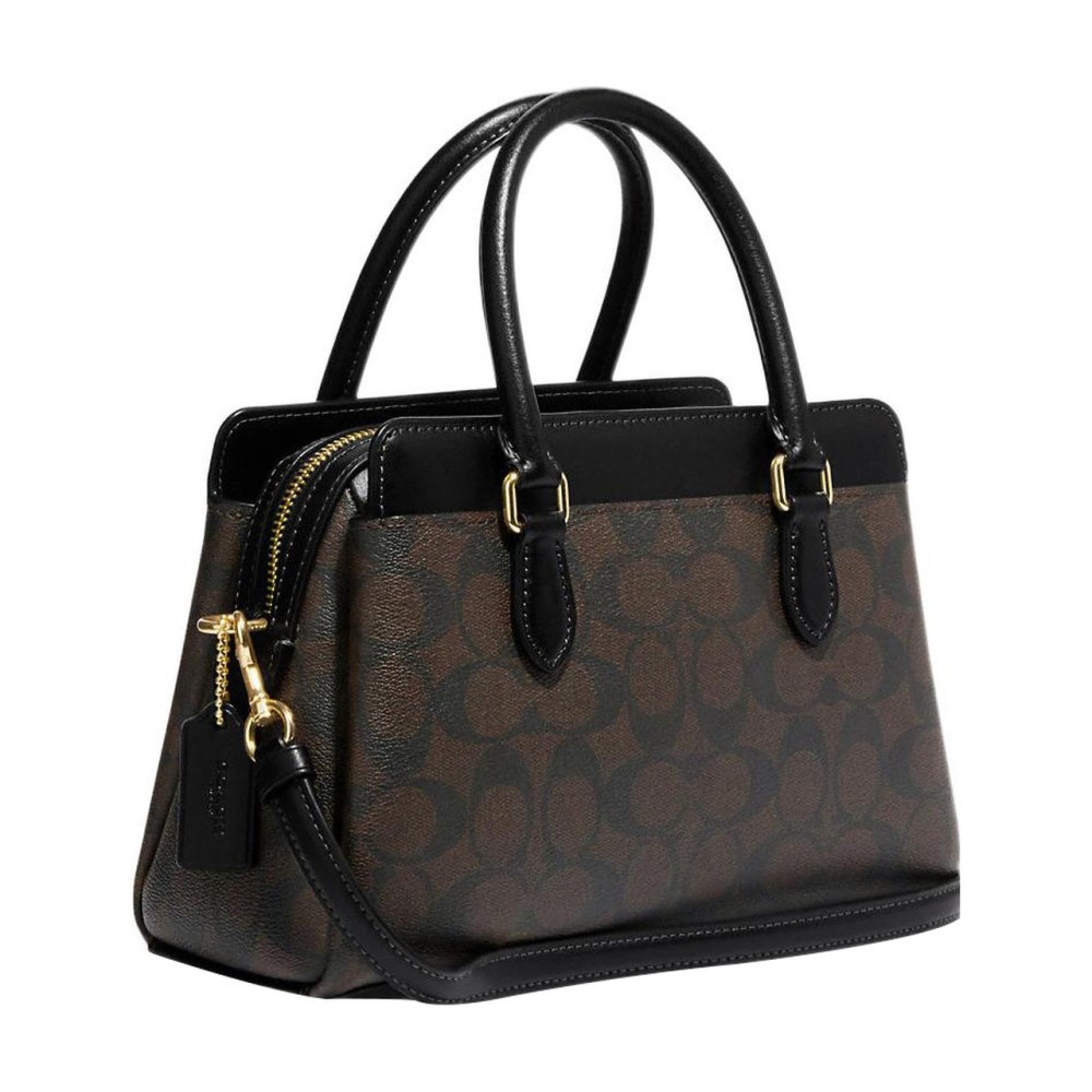 Darcie Coated Canvas And Smooth Leather Shoulder Bag Crossbody Bag Handbag Mini Women S Black