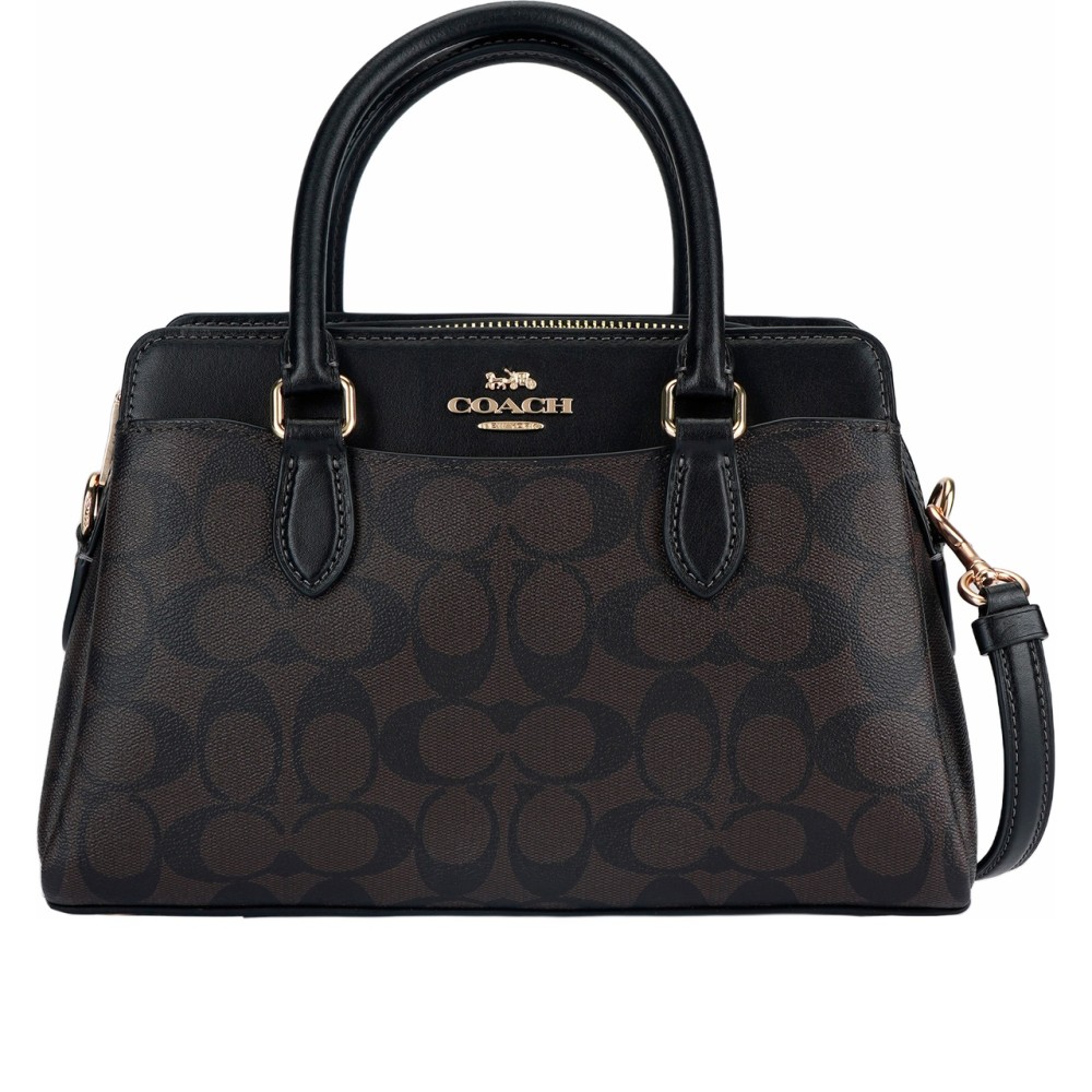 Darcie Coated Canvas And Smooth Leather Shoulder Bag Crossbody Bag Handbag Mini Women S Black