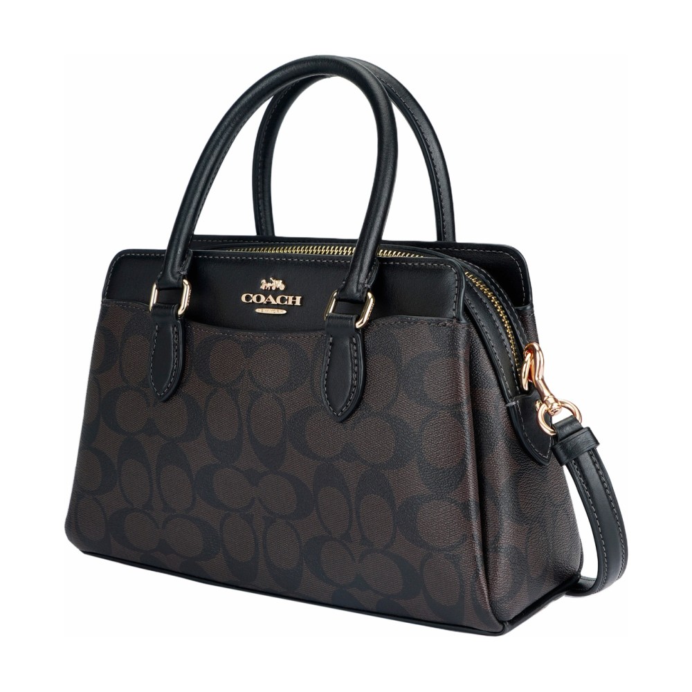 Darcie Coated Canvas And Smooth Leather Shoulder Bag Crossbody Bag Handbag Mini Women S Black