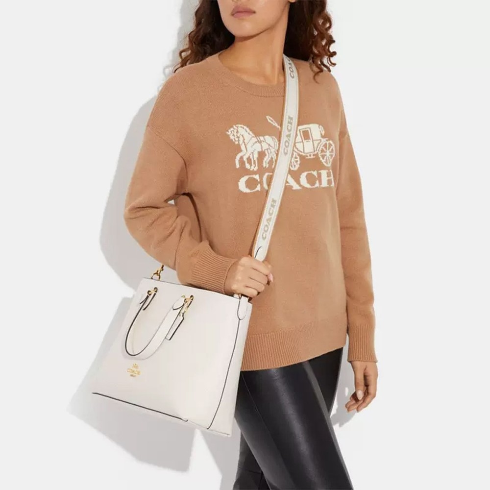 Cow Leather Handbag Shoulder Bag Crossbody Bag Large Women S Chalk White