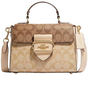 Morgan 21 Top Handle Satchel In Blocked Signature Canvas