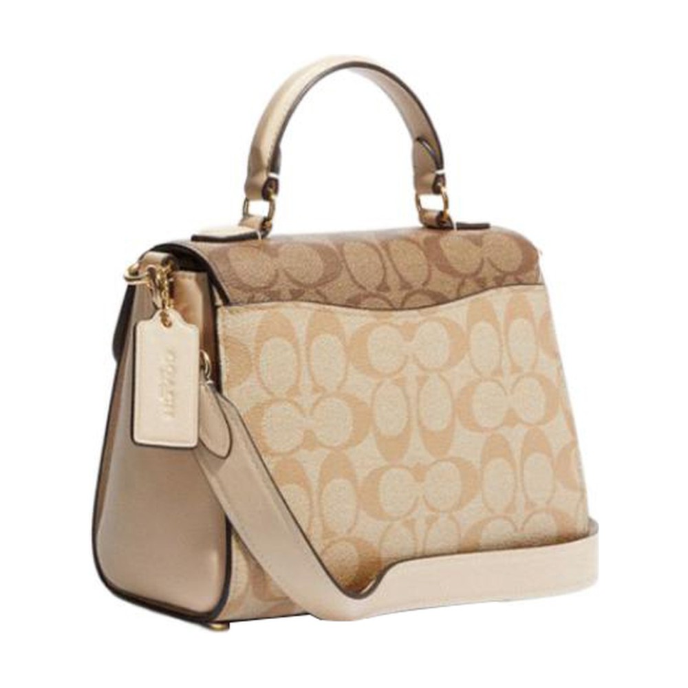 Morgan 21 Top Handle Satchel In Blocked Signature Canvas