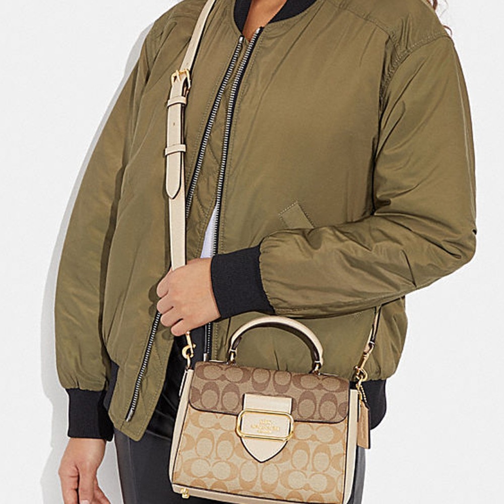 Morgan 21 Top Handle Satchel In Blocked Signature Canvas