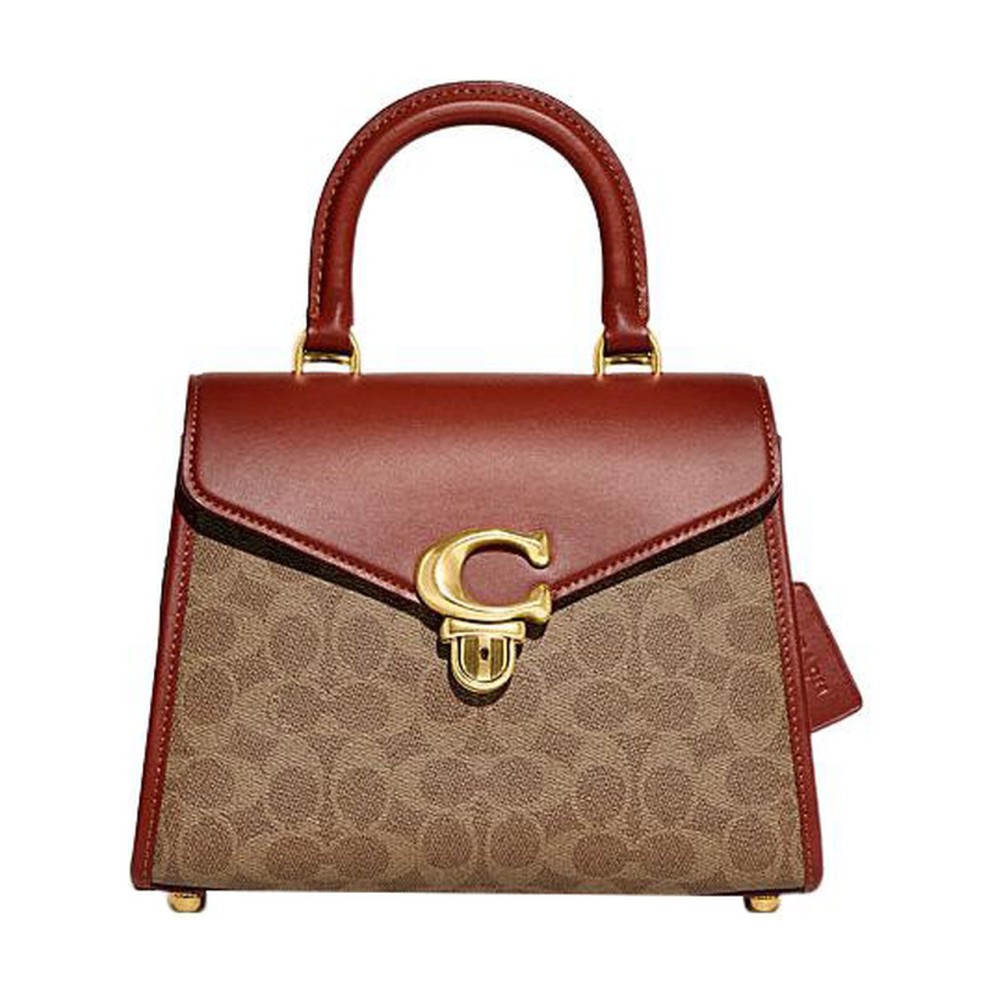 Samy Cow Leather With Pvc Shoulder Bag Crossbody Bag Handbag Medium Size Women S Brown Red