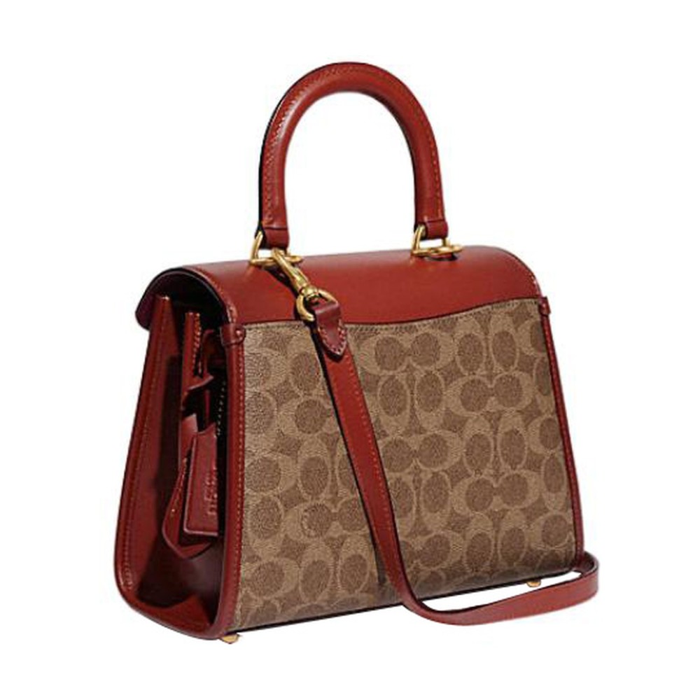 Samy Cow Leather With Pvc Shoulder Bag Crossbody Bag Handbag Medium Size Women S Brown Red