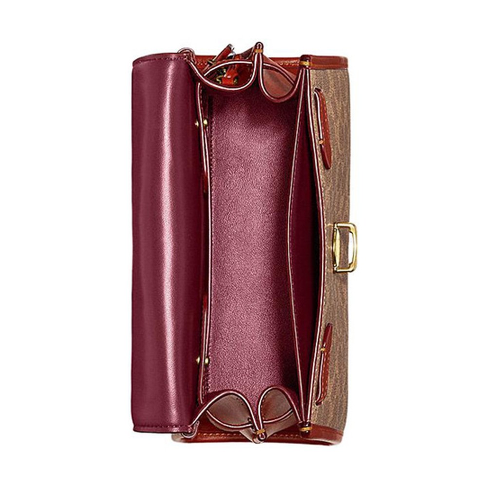 Samy Cow Leather With Pvc Shoulder Bag Crossbody Bag Handbag Medium Size Women S Brown Red