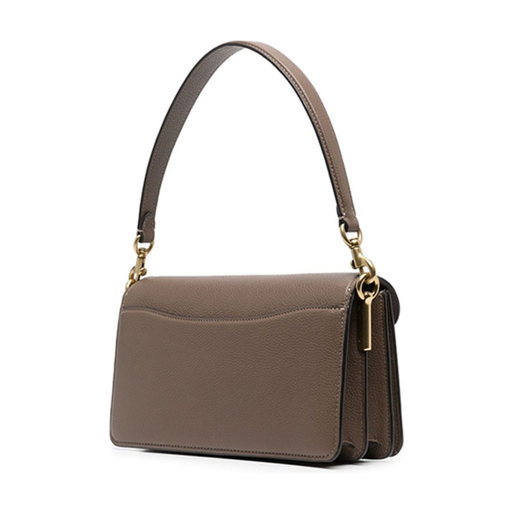 Tabby Polished Textured Leather Handbag Shoulder Bag Medium Size Women S Dark Brown