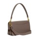 Tabby Polished Textured Leather Handbag Shoulder Bag Medium Size Women S Dark Brown