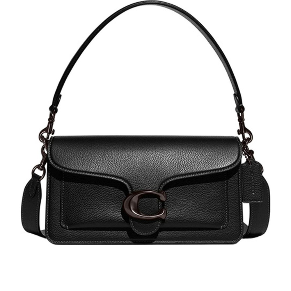 Tabby Pebbled Leather Portable Crossbody Bag Shoulder Bag Medium Size Women S Pure Black