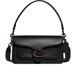 Tabby Pebbled Leather Portable Crossbody Bag Shoulder Bag Medium Size Women S Pure Black