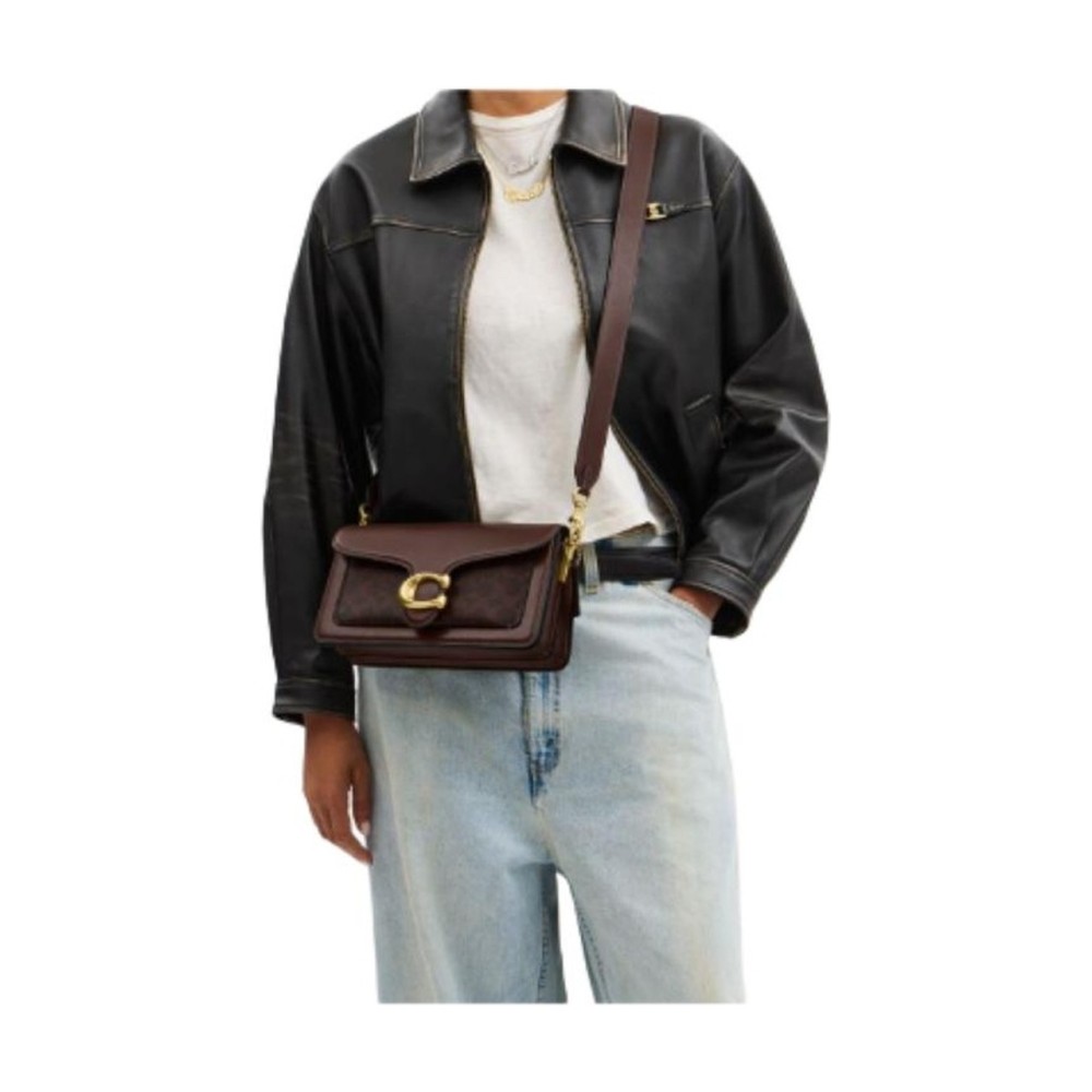 Tabby Cow Leather Shoulder Bag Medium Women S Maple Brown