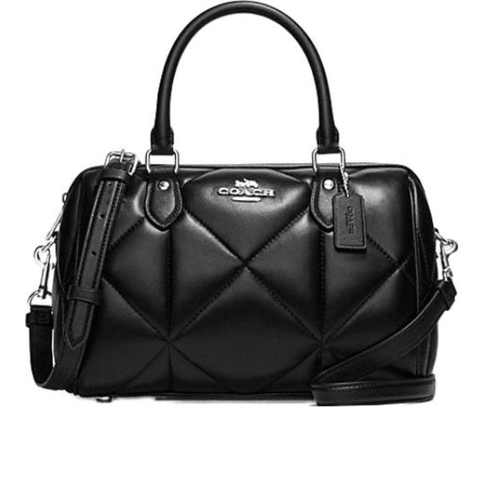 Rowan Sheepskin With Cow Leather Boston Bag Handbag Regular Women S Black