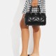Rowan Sheepskin With Cow Leather Boston Bag Handbag Regular Women S Black
