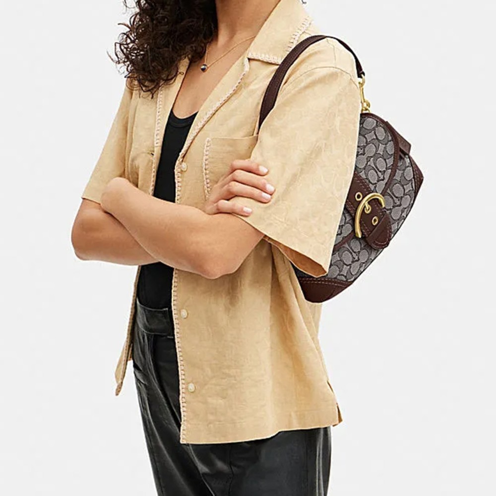 Soho Fabric With Leather Crescent Bag Shoulder Bag Regular Women S Oak Gray