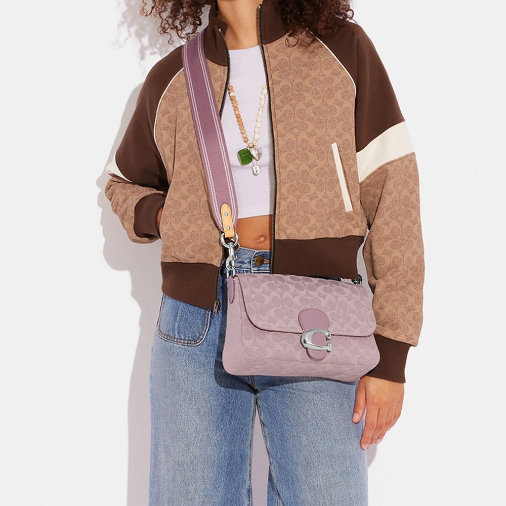 Tabby Denim With Leather Messenger Bag Crossbody Bag Shoulder Bag Women S Pink