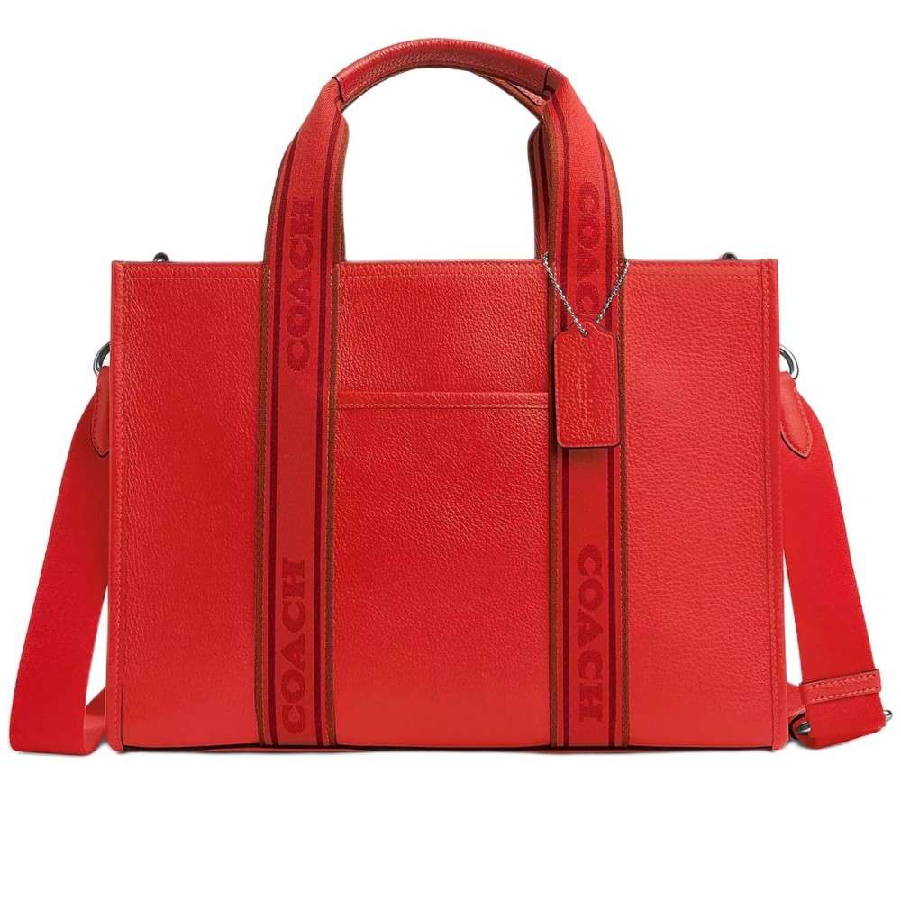 Smith Pebbled Leather Tote Bag Shopping Bag Shoulder Bag Handbag Tubas Women S Miami Red
