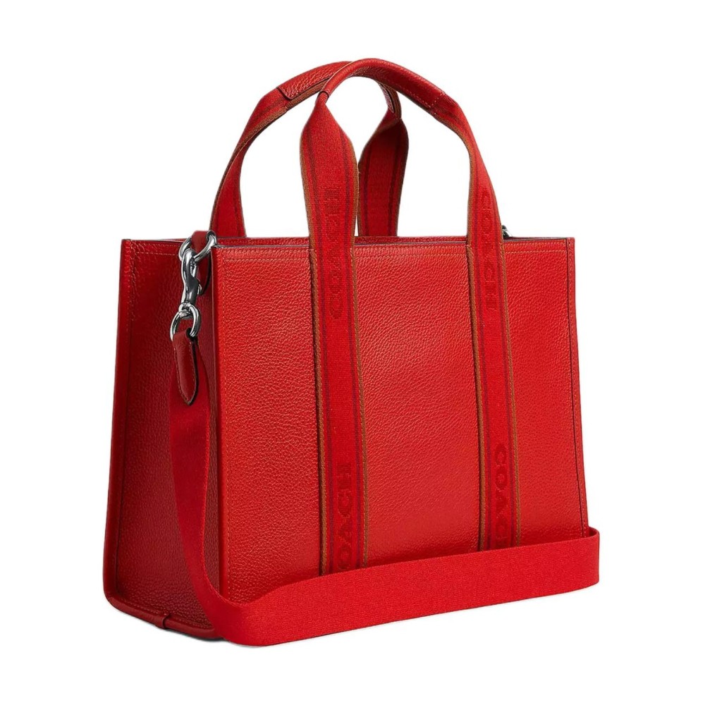 Smith Pebbled Leather Tote Bag Shopping Bag Shoulder Bag Handbag Tubas Women S Miami Red
