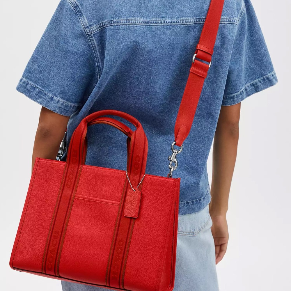 Smith Pebbled Leather Tote Bag Shopping Bag Shoulder Bag Handbag Tubas Women S Miami Red