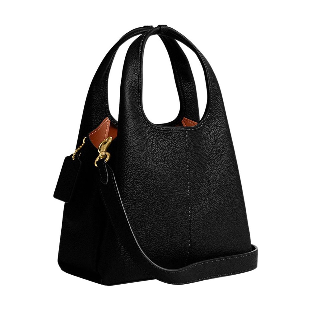 Lana Pebbled Leather One Shoulder Handbag Medium Size Women S Black