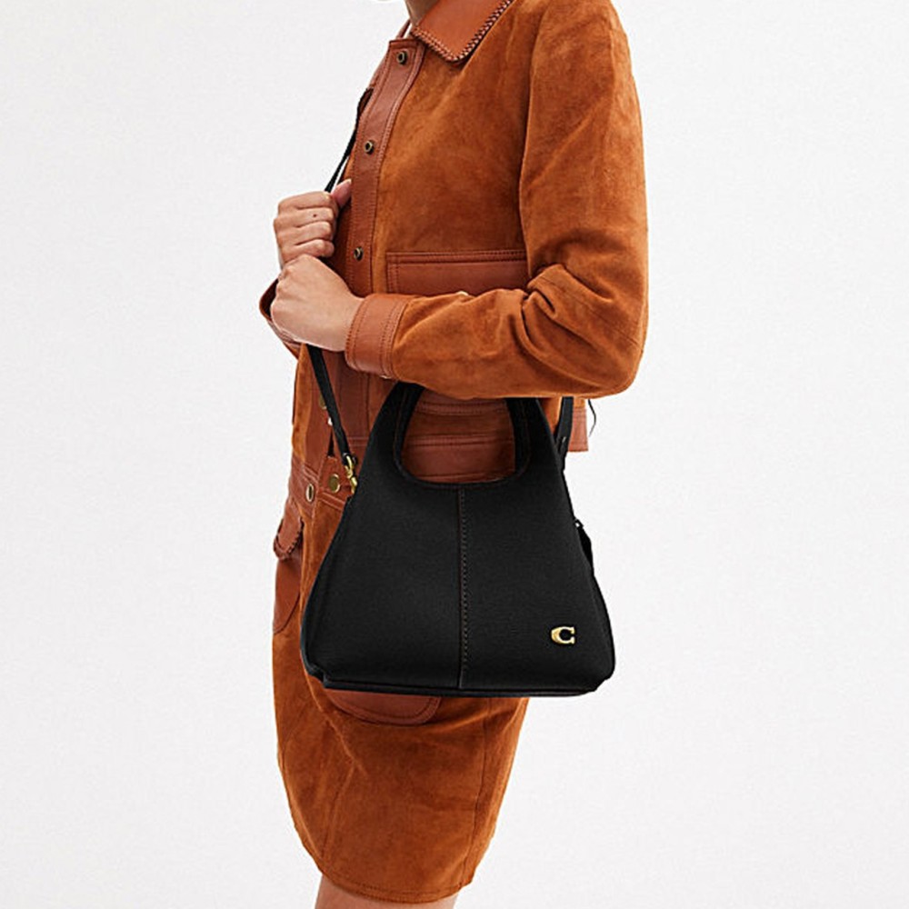 Lana Pebbled Leather One Shoulder Handbag Medium Size Women S Black