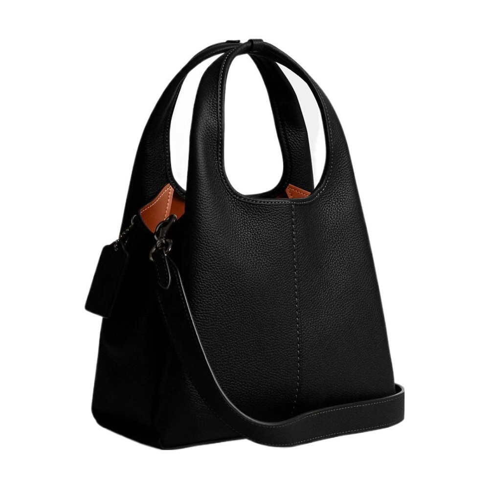 Lana Polished Pebble Leather One Shoulder Handbag Medium Women S Black