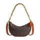 Canvas With Leather Dumpling Bag Handbags Shoulder Bags Medium Size Women S Coffee Brown