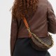Canvas With Leather Dumpling Bag Handbags Shoulder Bags Medium Size Women S Coffee Brown