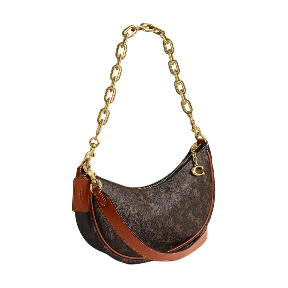 Canvas With Leather Dumpling Bag Handbags Shoulder Bags Medium Size Women S Coffee Brown