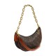 Canvas With Leather Dumpling Bag Handbags Shoulder Bags Medium Size Women S Coffee Brown