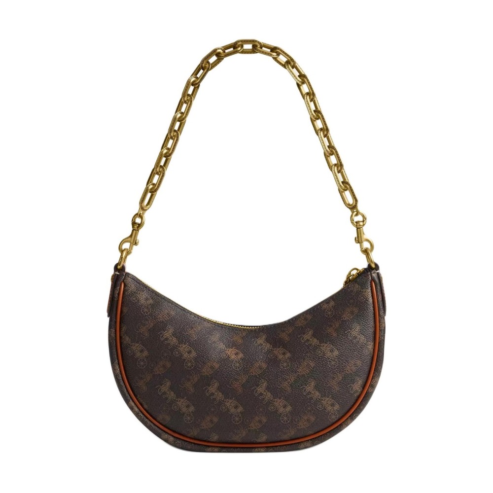 Canvas With Leather Dumpling Bag Handbags Shoulder Bags Medium Size Women S Coffee Brown