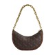 Canvas With Leather Dumpling Bag Handbags Shoulder Bags Medium Size Women S Coffee Brown