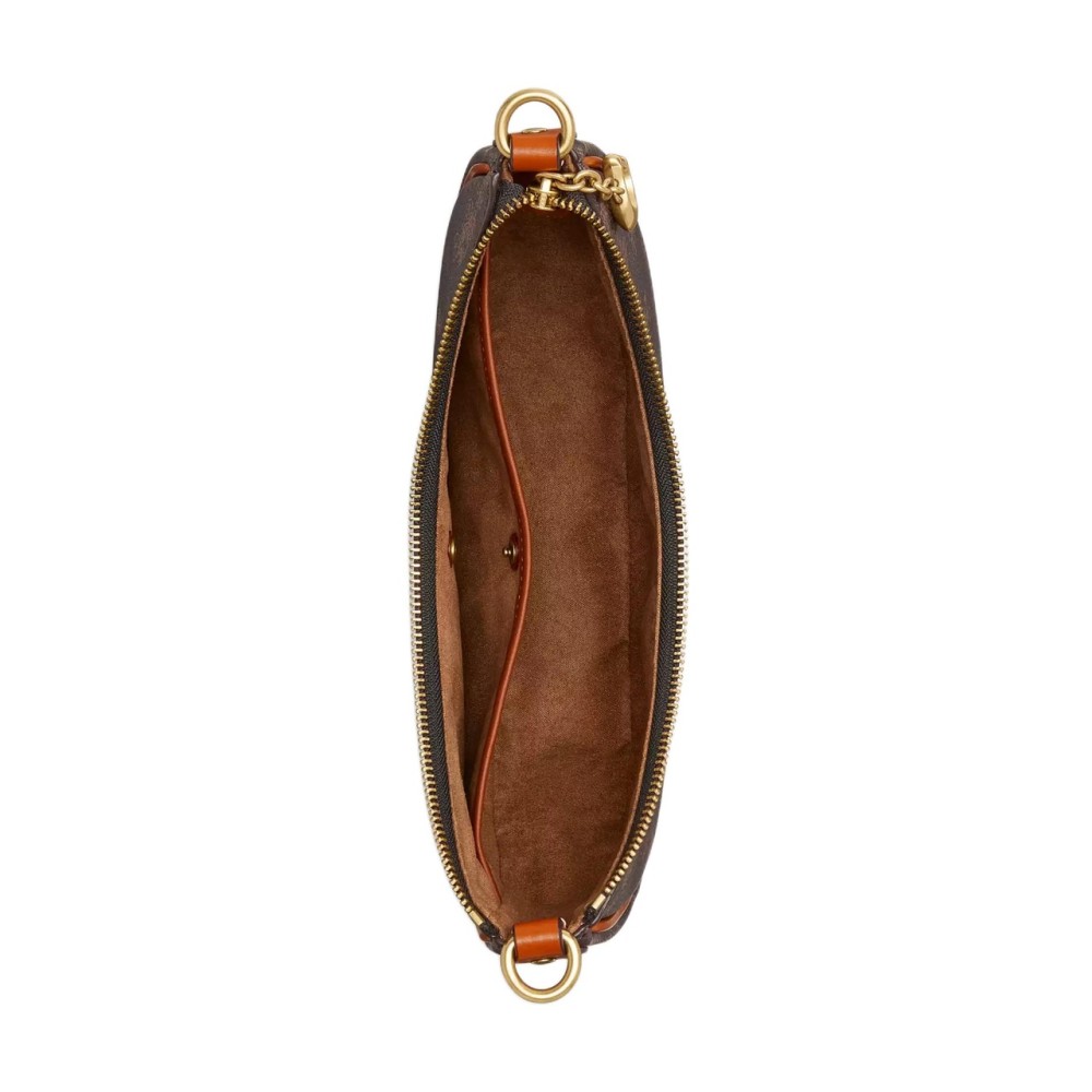 Canvas With Leather Dumpling Bag Handbags Shoulder Bags Medium Size Women S Coffee Brown