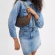 Canvas With Leather Dumpling Bag Handbags Shoulder Bags Medium Size Women S Coffee Brown