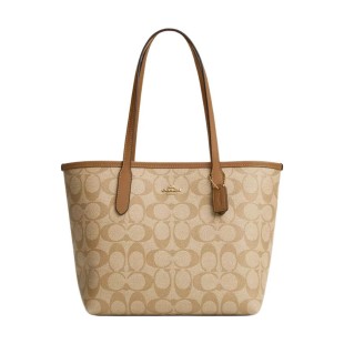 City Artificial Leather Coated Canvas Shoulder Bag Small Women S Light Khaki Light Saddle