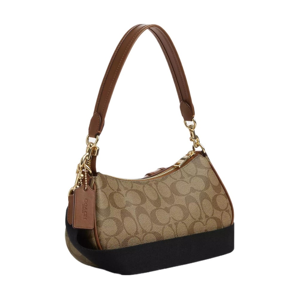 Ashton Canvas With Leather Baguette Bag Shoulder Bag Crossbody Bag Medium Women S Umber
