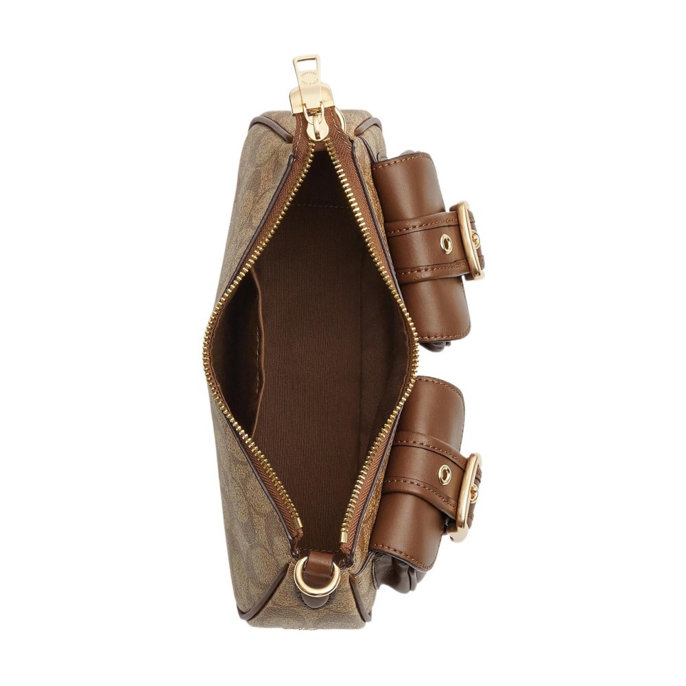 Ashton Canvas With Leather Baguette Bag Shoulder Bag Crossbody Bag Medium Women S Umber