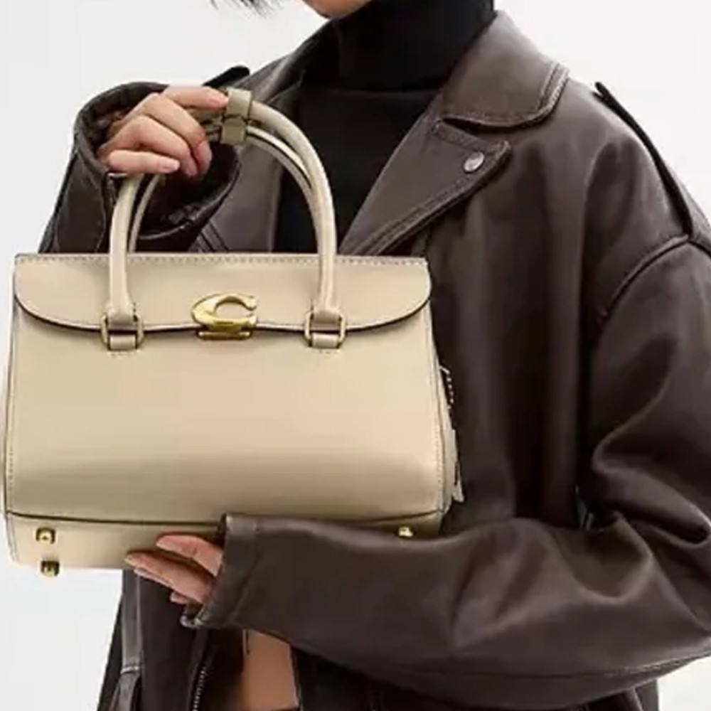 Broome Calfskin Briefcase Handbag Medium Size Women S Ivory