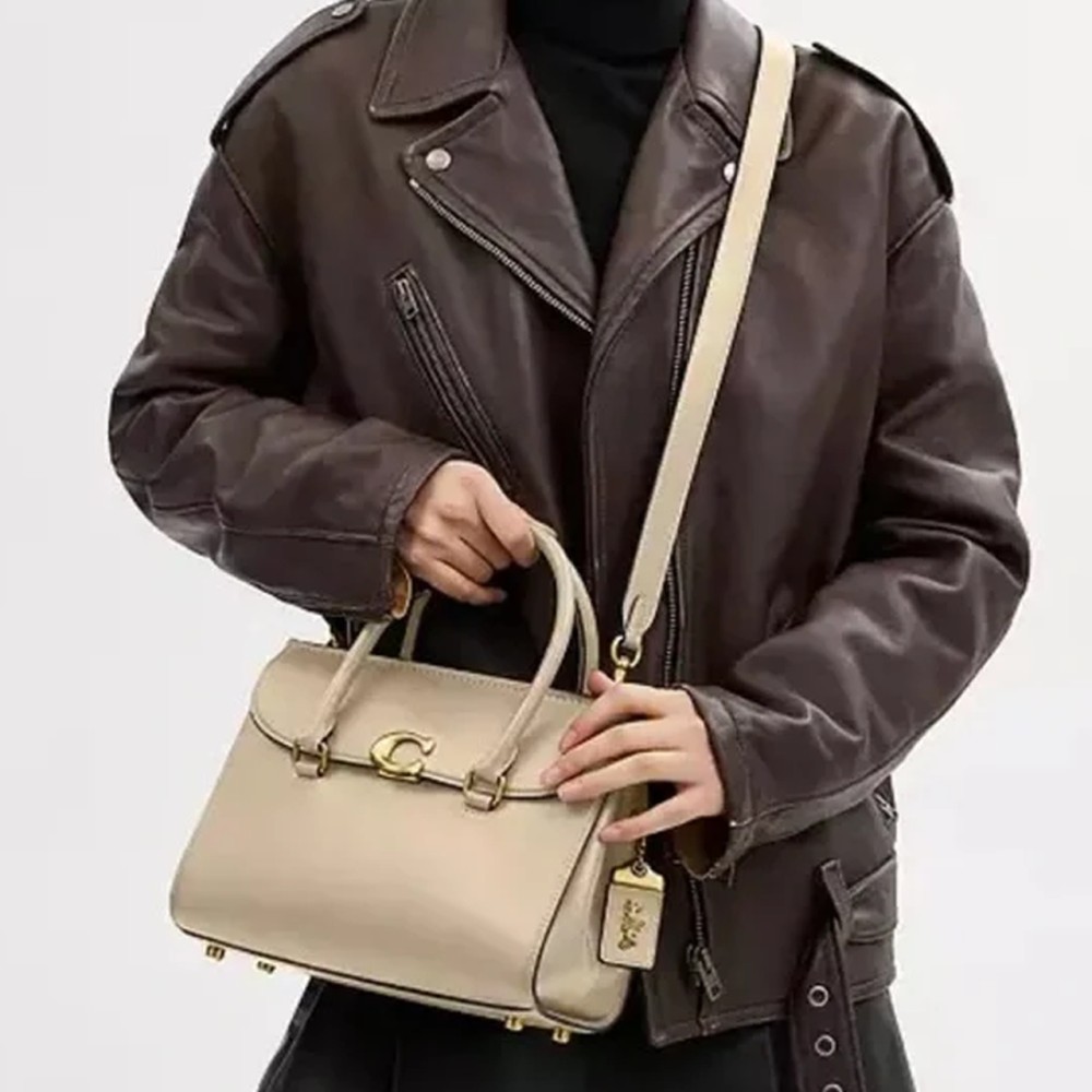 Broome Calfskin Briefcase Handbag Medium Size Women S Ivory