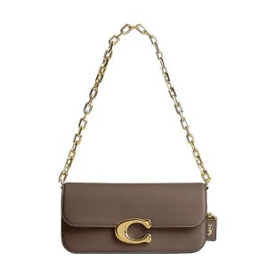 Idol Cow Leather Baguette Bag Handbags Shoulder Bags Women S Dark Lime Gray