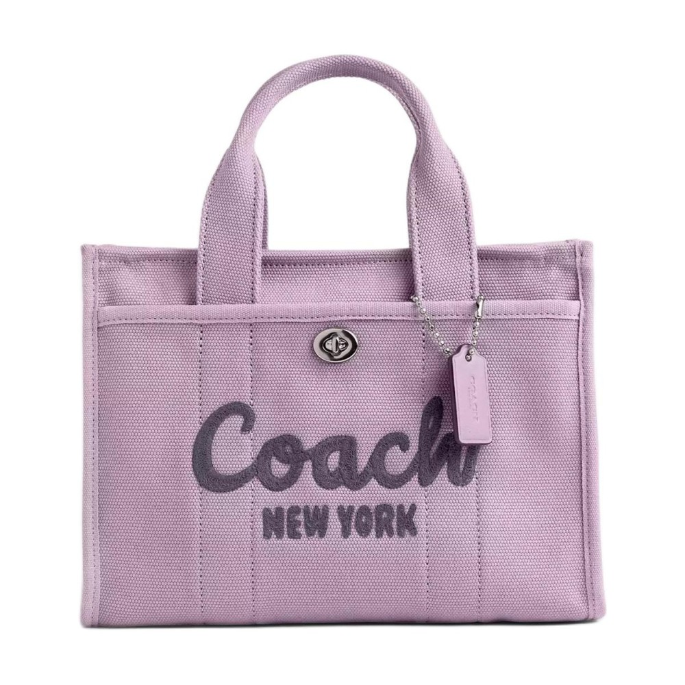 Cargo Canvas With Satin Tote Bag Shopping Bag Shoulder Bag Crossbody Bag Handbag Medium Unisex Light Purple