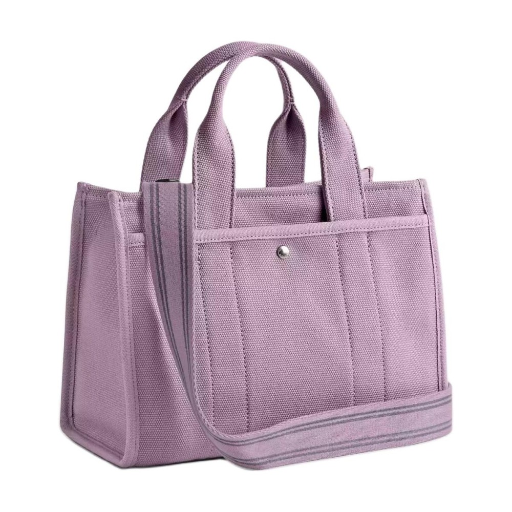 Cargo Canvas With Satin Tote Bag Shopping Bag Shoulder Bag Crossbody Bag Handbag Medium Unisex Light Purple