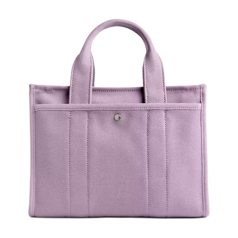 Cargo Canvas With Satin Tote Bag Shopping Bag Shoulder Bag Crossbody Bag Handbag Medium Unisex Light Purple