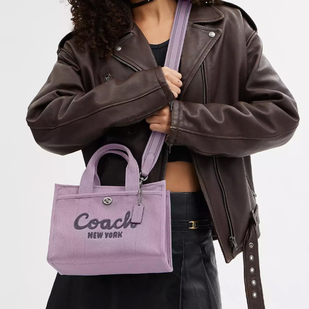 Cargo Canvas With Satin Tote Bag Shopping Bag Shoulder Bag Crossbody Bag Handbag Medium Unisex Light Purple