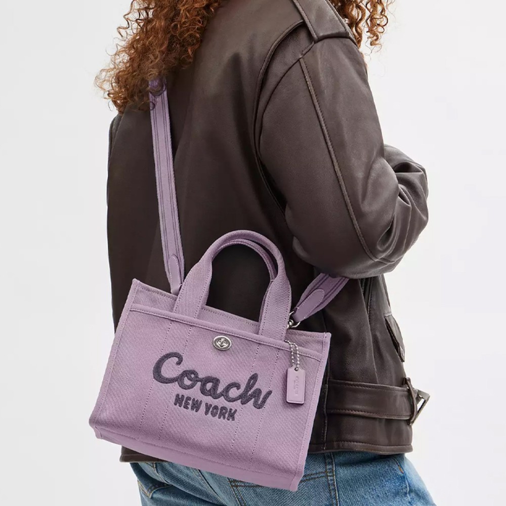 Cargo Canvas With Satin Tote Bag Shopping Bag Shoulder Bag Crossbody Bag Handbag Medium Unisex Light Purple