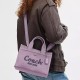Cargo Canvas With Satin Tote Bag Shopping Bag Shoulder Bag Crossbody Bag Handbag Medium Unisex Light Purple