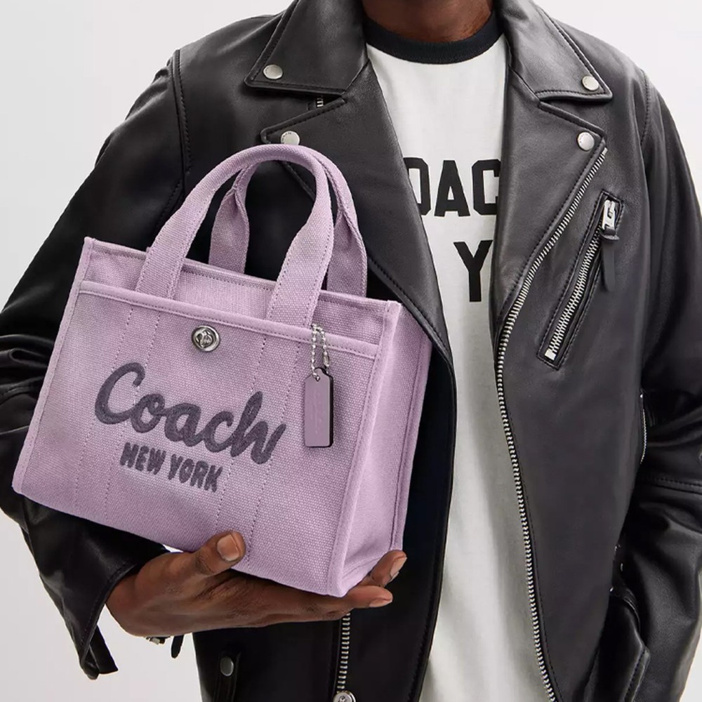 Cargo Canvas With Satin Tote Bag Shopping Bag Shoulder Bag Crossbody Bag Handbag Medium Unisex Light Purple