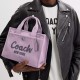Cargo Canvas With Satin Tote Bag Shopping Bag Shoulder Bag Crossbody Bag Handbag Medium Unisex Light Purple