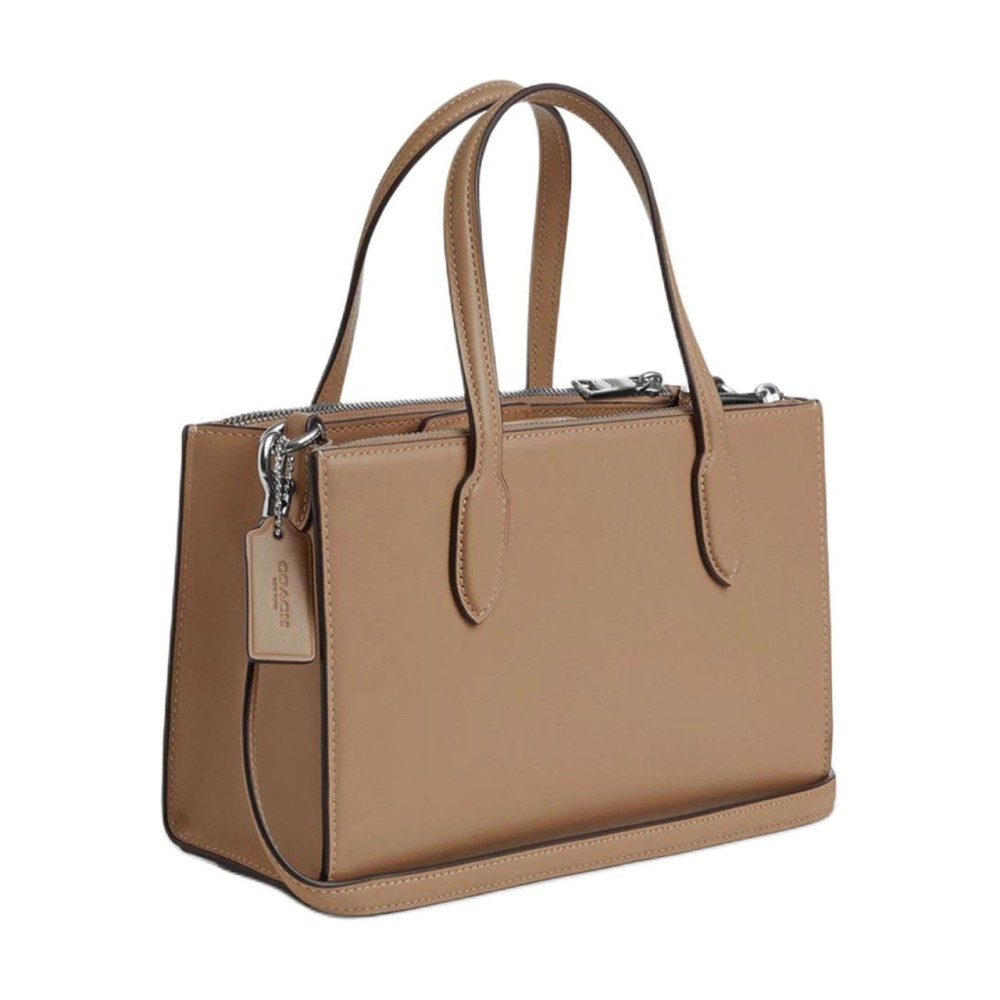 Nina Refined Calfskin Shoulder Bag Crossbody Bag Handbag Medium Women S Silver Taupe