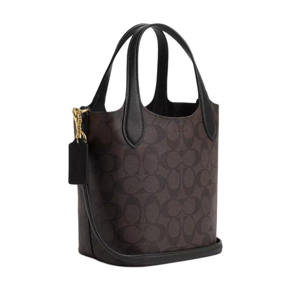 Hanna Iconic Coated Canvas With Smooth Leather Crossbody One Shoulder Handbag Small Women S Gold Brown Black